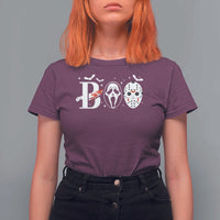 Halloween T Shirt For Women Boo Horror Murderer Masks Bat Spooky Season - Wonder Print Shop