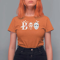 Halloween T Shirt For Women Boo Horror Murderer Masks Bat Spooky Season - Wonder Print Shop