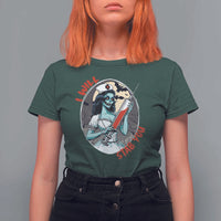 Funny Halloween Nurse T Shirt For Women I Will Stab You Scary Zombie Needle Nurse - Wonder Print Shop