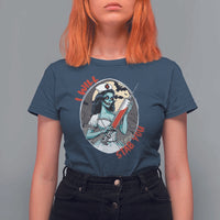Funny Halloween Nurse T Shirt For Women I Will Stab You Scary Zombie Needle Nurse - Wonder Print Shop