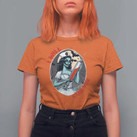 Funny Halloween Nurse T Shirt For Women I Will Stab You Scary Zombie Needle Nurse - Wonder Print Shop
