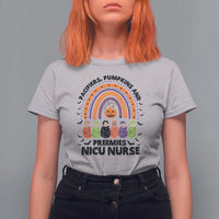 NICU Nurse Halloween T Shirt For Women Pacifiers Pumpkins And Preemies Baby Rainbow Bat - Wonder Print Shop