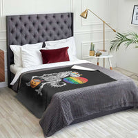 Halloween LGBT Throw Blanket Scary Dinosaur Skeleton T rex Rainbow Moon - Wonder Print Shop