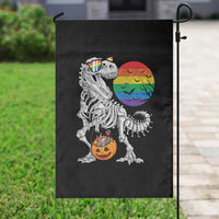 Halloween LGBT Garden Flag Scary Dinosaur Skeleton T rex Rainbow Moon - Wonder Print Shop