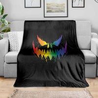 Funny Halloween LGBT Throw Blanket Jack O Lantern Scary Carved Pumpkin Face Rainbow Flag - Wonder Print Shop