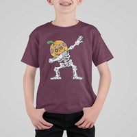 Day Of The Dead T Shirt For Kid Dabbing Pumpkin Skeleton Halloween Sugar Skull - Wonder Print Shop