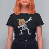 Day Of The Dead T Shirt For Women Dabbing Pumpkin Skeleton Halloween Sugar Skull - Wonder Print Shop