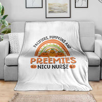 Halloween Nurse Throw Blanket Pacifiers Pumpkins And Preemies Baby Pumpkin Rainbow Fall Season - Wonder Print Shop