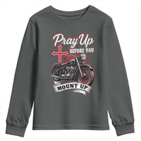 Pray Up Before You Mount Up Youth Sweatshirt Christian Biker Religious Faith - Wonder Print Shop