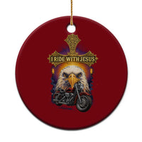 Christian Biker I Ride With Jesus Ceramic Ornament Religious Faith Motorcycle Rider Eagle - Wonder Print Shop