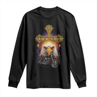 Christian Biker I Ride With Jesus Long Sleeve Shirt Religious Faith Motorcycle Rider Eagle - Wonder Print Shop