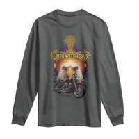 Christian Biker I Ride With Jesus Long Sleeve Shirt Religious Faith Motorcycle Rider Eagle - Wonder Print Shop