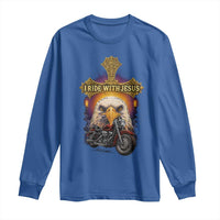 Christian Biker I Ride With Jesus Long Sleeve Shirt Religious Faith Motorcycle Rider Eagle - Wonder Print Shop