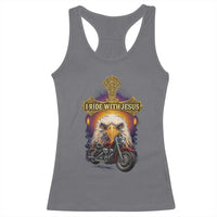 Christian Biker I Ride With Jesus Racerback Tank Top Religious Faith Motorcycle Rider Eagle - Wonder Print Shop