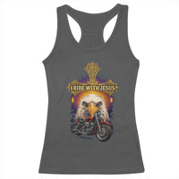 Christian Biker I Ride With Jesus Racerback Tank Top Religious Faith Motorcycle Rider Eagle - Wonder Print Shop
