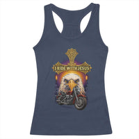 Christian Biker I Ride With Jesus Racerback Tank Top Religious Faith Motorcycle Rider Eagle - Wonder Print Shop