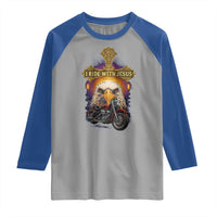 Christian Biker I Ride With Jesus Raglan Shirt Religious Faith Motorcycle Rider Eagle - Wonder Print Shop