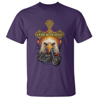 Christian Biker I Ride With Jesus T Shirt Religious Faith Motorcycle Rider Eagle - Wonder Print Shop