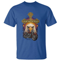 Christian Biker I Ride With Jesus T Shirt Religious Faith Motorcycle Rider Eagle - Wonder Print Shop