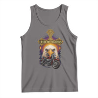 Christian Biker I Ride With Jesus Tank Top Religious Faith Motorcycle Rider Eagle - Wonder Print Shop