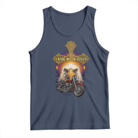 Christian Biker I Ride With Jesus Tank Top Religious Faith Motorcycle Rider Eagle - Wonder Print Shop