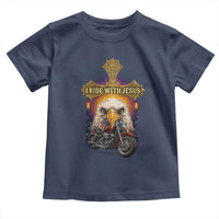 Christian Biker I Ride With Jesus Toddler T Shirt Religious Faith Motorcycle Rider Eagle - Wonder Print Shop