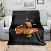 Funny Thanksgiving Christmas Triple Ho Santa Turkey Throw Blanket - Wonder Print Shop