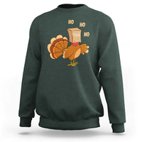 Funny Thanksgiving Christmas Triple Ho Santa Turkey Sweatshirt - Wonder Print Shop