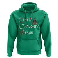 Funny Nice Naughty Bruh Hoodie Christmas Tree Candy Cane