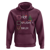 Funny Nice Naughty Bruh Hoodie Christmas Tree Candy Cane