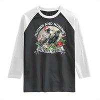 Christmas Viking Raglan Shirt Huginn And Hunninn's Delivery Service Raven - Wonder Print Shop