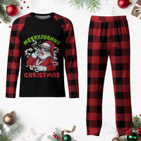 Funny Christmas Weed Plaid Pajama Set Merryjuanna Christmas Santa Xmas - Wonder Print Shop