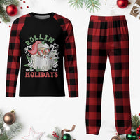 Funny Weed Christmas Plaid Pajama Set Rollin Into The Holidays Santa Xmas - Wonder Print Shop