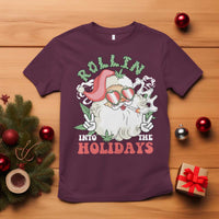 Funny Weed Christmas T Shirt Rollin Into The Holidays Santa Xmas - Wonder Print Shop