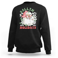 Funny Weed Christmas Sweatshirt Rollin Into The Holidays Santa Xmas - Wonder Print Shop