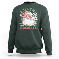 Funny Weed Christmas Sweatshirt Rollin Into The Holidays Santa Xmas - Wonder Print Shop
