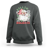 Funny Weed Christmas Sweatshirt Rollin Into The Holidays Santa Xmas - Wonder Print Shop