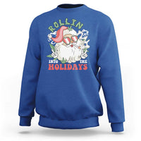 Funny Weed Christmas Sweatshirt Rollin Into The Holidays Santa Xmas - Wonder Print Shop
