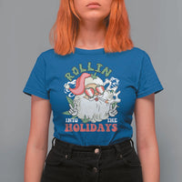 Funny Weed Christmas T Shirt For Women Rollin Into The Holidays Santa Xmas - Wonder Print Shop