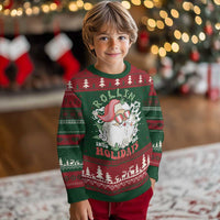 Funny Weed Xmas Ugly Christmas Sweater Rollin Into The Holidays Santa Xmas - Wonder Print Shop