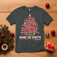 Funny Christmas Santa Gamers T Shirt Game On Santa Chimney Xmas Tree - Wonder Print Shop