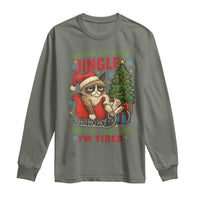 Funny Christmas Grumpy Cat Long Sleeve Shirt Probably Just Gonna Jingle Some Of The Way I Am Tired - Wonder Print Shop