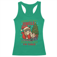 Funny Christmas Grumpy Cat Racerback Tank Top Probably Just Gonna Jingle Some Of The Way I Am Tired - Wonder Print Shop