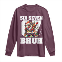 Funny Christmas Six Seven Bruh Long Sleeve Shirt Dabbing Santa - Wonder Print Shop