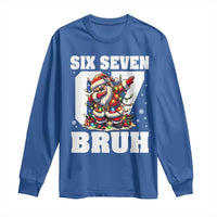 Funny Christmas Six Seven Bruh Long Sleeve Shirt Dabbing Santa - Wonder Print Shop