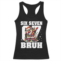 Funny Christmas Six Seven Bruh Racerback Tank Top Dabbing Santa - Wonder Print Shop