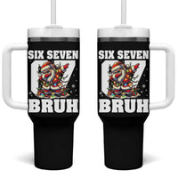 Funny Christmas Six Seven Bruh Tumbler With Handle Dabbing Santa - Wonder Print Shop
