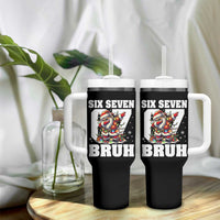Funny Christmas Six Seven Bruh Tumbler With Handle Dabbing Santa - Wonder Print Shop