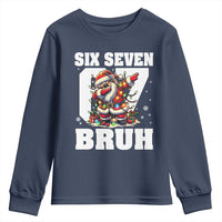 Funny Christmas Six Seven Bruh Youth Sweatshirt Dabbing Santa - Wonder Print Shop