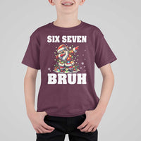 Funny Christmas 67 Six Seven Bruh T Shirt For Kid Dabbing Santa - Wonder Print Shop